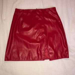 Red leather skirt